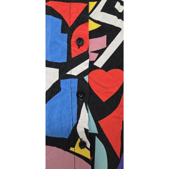Big Dart Shirt Womens Sz 38 M Geometric Art Blouse 80s Retro Button Up Abstract - Picture 4 of 11